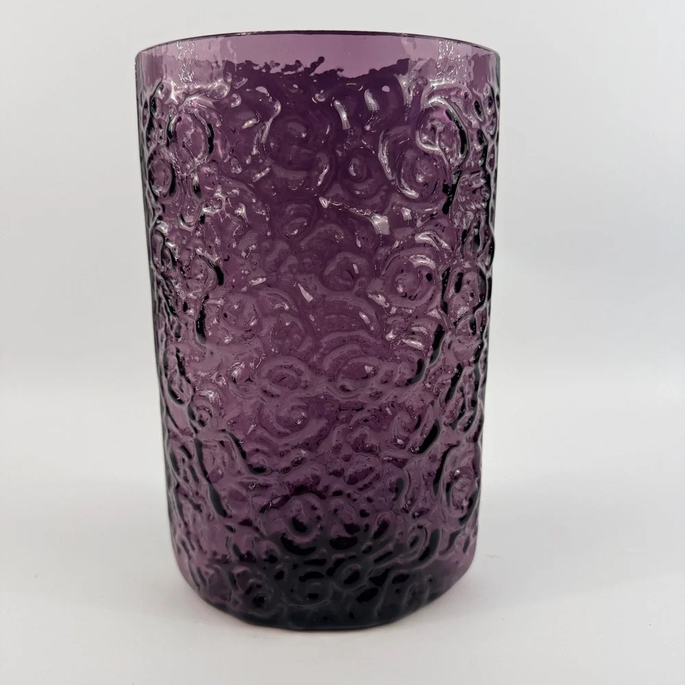 Blenko 6731 Plum Textured Art Glass Vase Joel Philip Myers Purple MCM